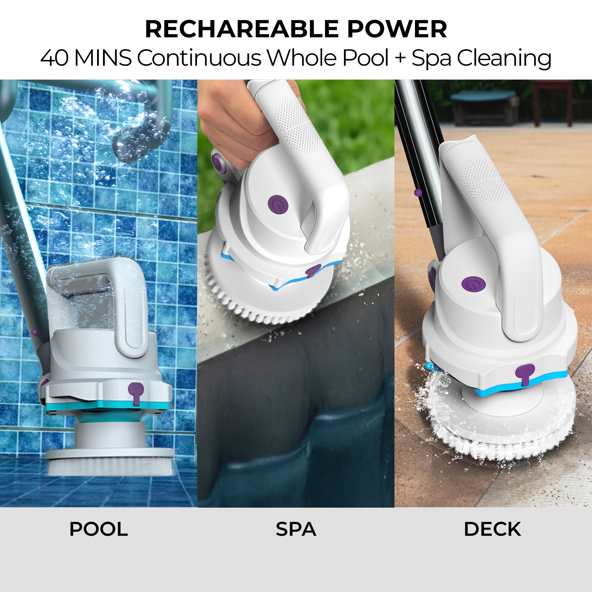 XTROBRUSH 100 Rechargeable 3-in-1 Electric Pool Scrubber
