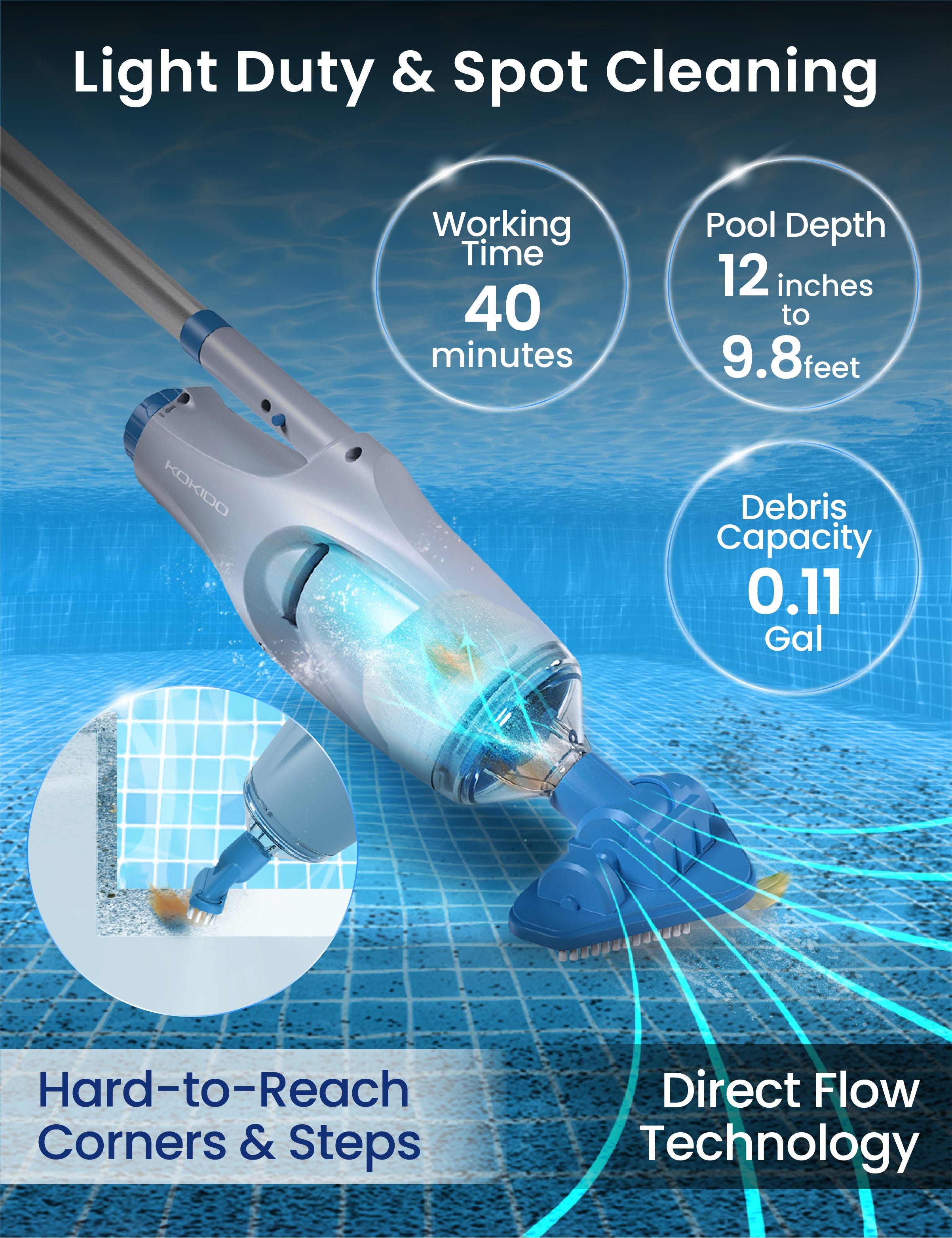 XTROVAC 110 Rechargeable Cordless Pool and Spa Vacuum