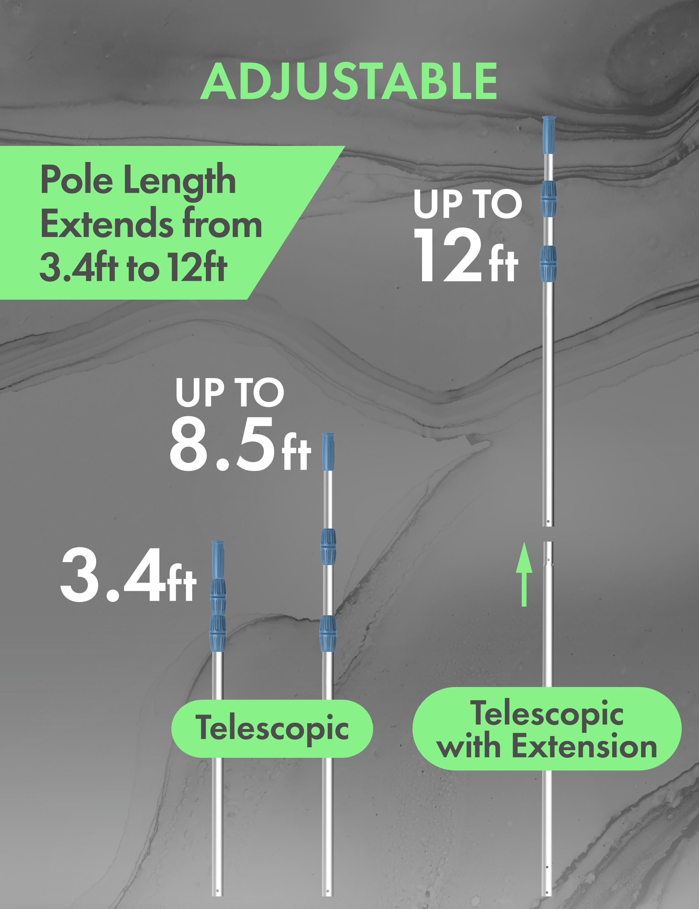 KEMANO 12-Foot Premium Telescopic Pool Pole